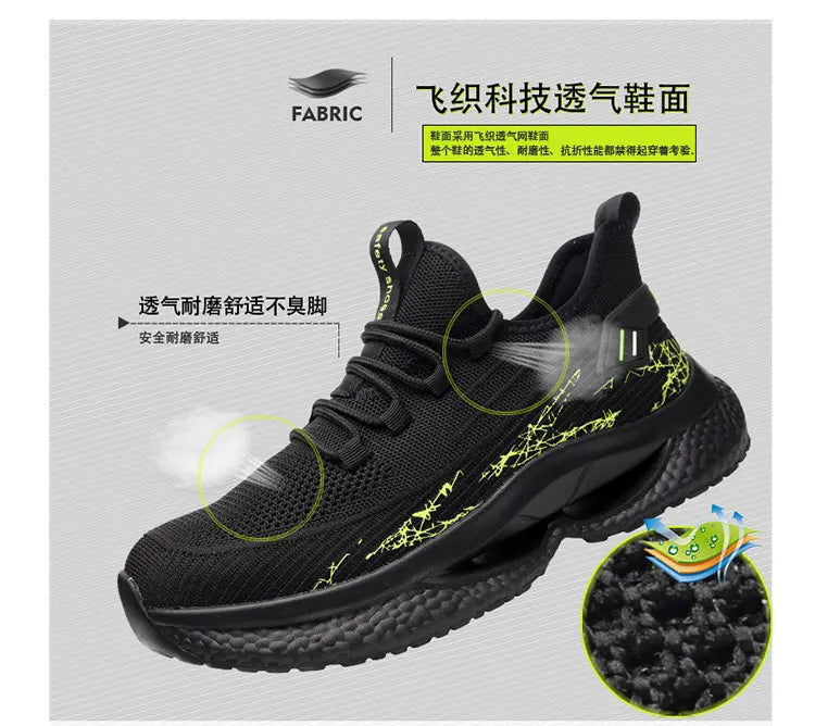 Lightweight Steel Toe Safety Shoes Men Anti-puncture Work Shoes Men Breathable Industrial Shoes Indestructible Work Safety Boots