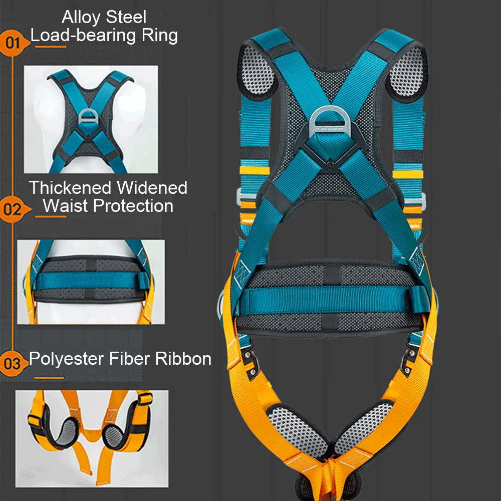 Full Body High Altitude Work Safety Harness Five-point Safety Belt Safety Rope Outdoor Climbing Construction Protect Equipment