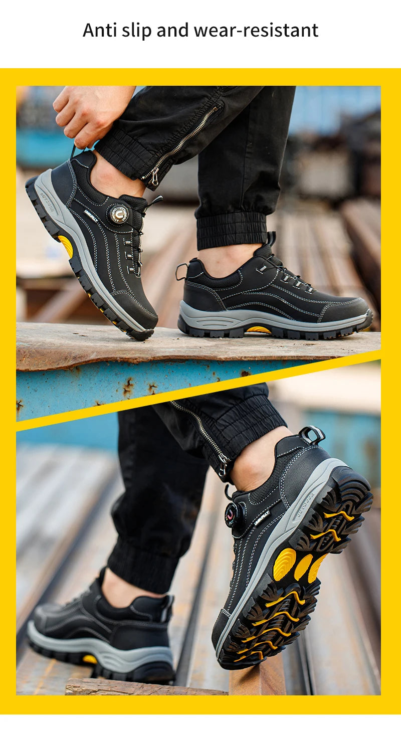Black Leather Safety Shoes Security Boots Men's Security-Protection Industrial Safety Boots Man For Work Men Shoes Industrial