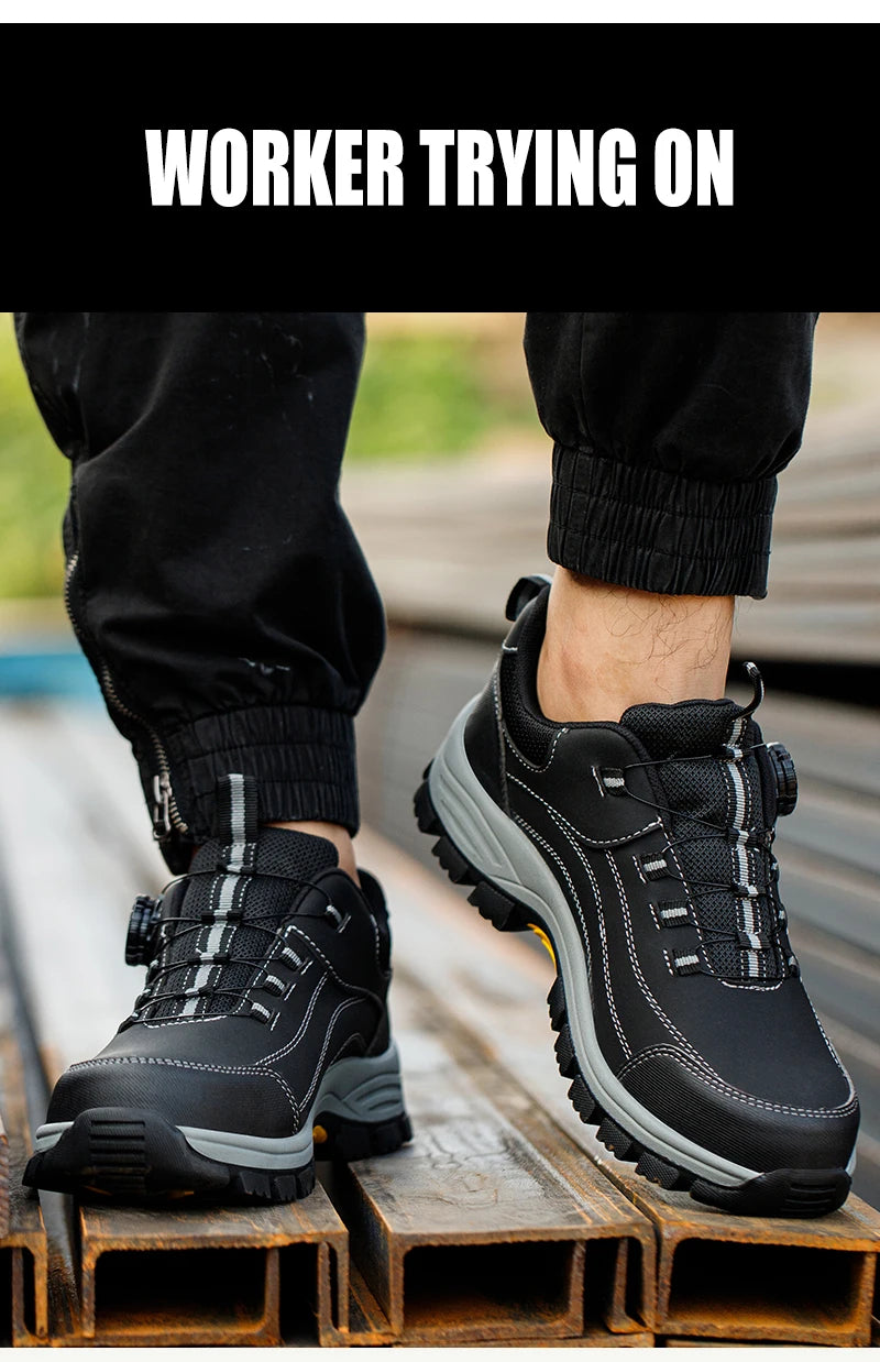 Black Leather Safety Shoes Security Boots Men's Security-Protection Industrial Safety Boots Man For Work Men Shoes Industrial