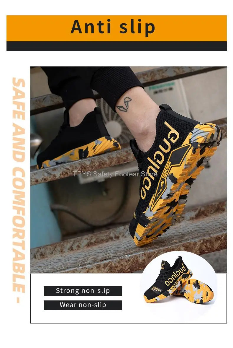 Protective Steel Toe Safety Shoes Men Anti-puncture Work Shoes Men Breathable Industrial Shoes Indestructible Work Safety Boots