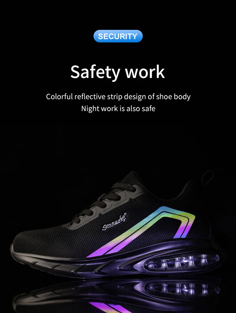 Safety Shoes Men Work Shoes Lightweight Soft Steel Toes  Sneakers Free Shipping Industrial Safety Tennis Steel Toe Cap