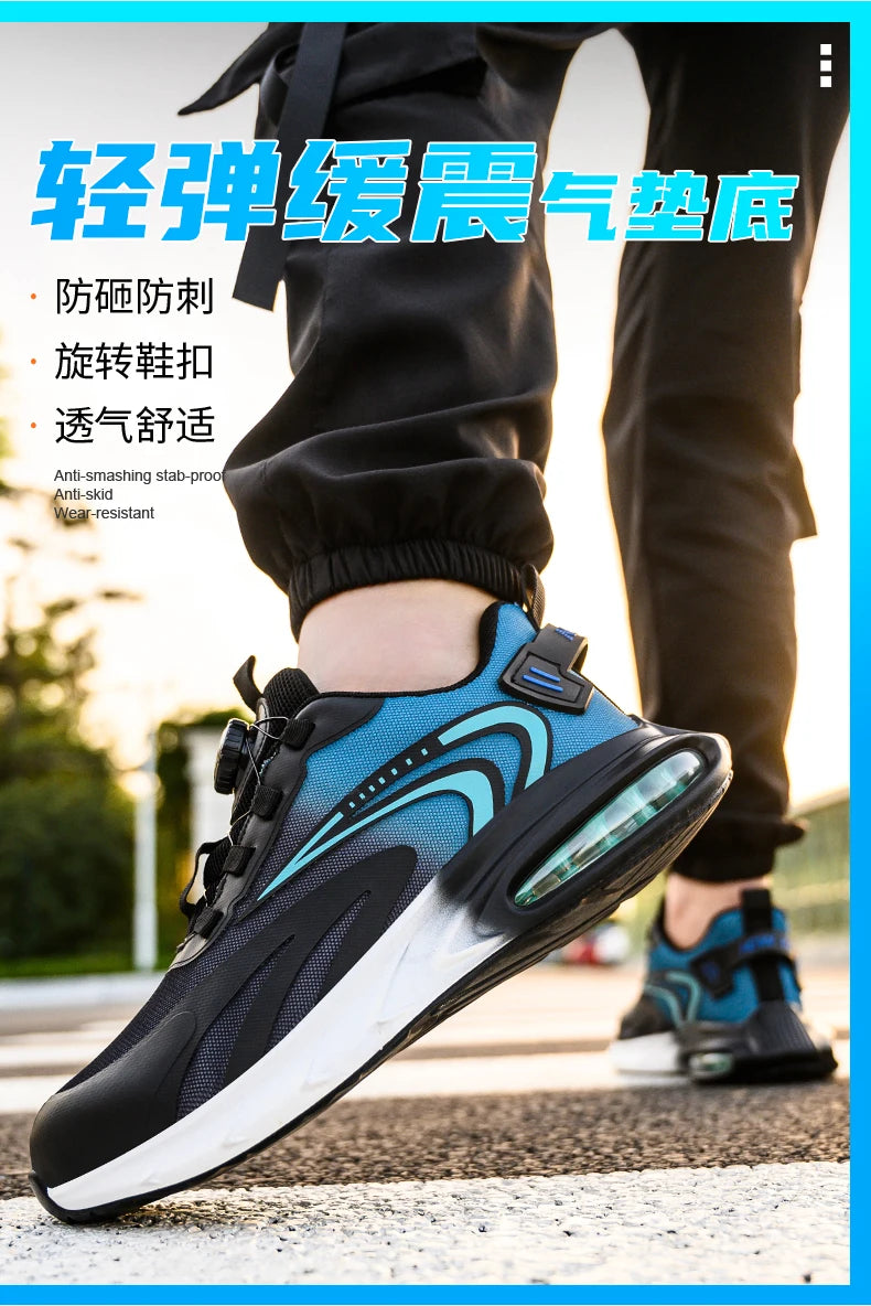 Fashion Men's Work Sneakers Mesh Breathable Safety Shoes Men Steel Toe Work Shoes Industrial Anti-smashing Safety Work Boots Man