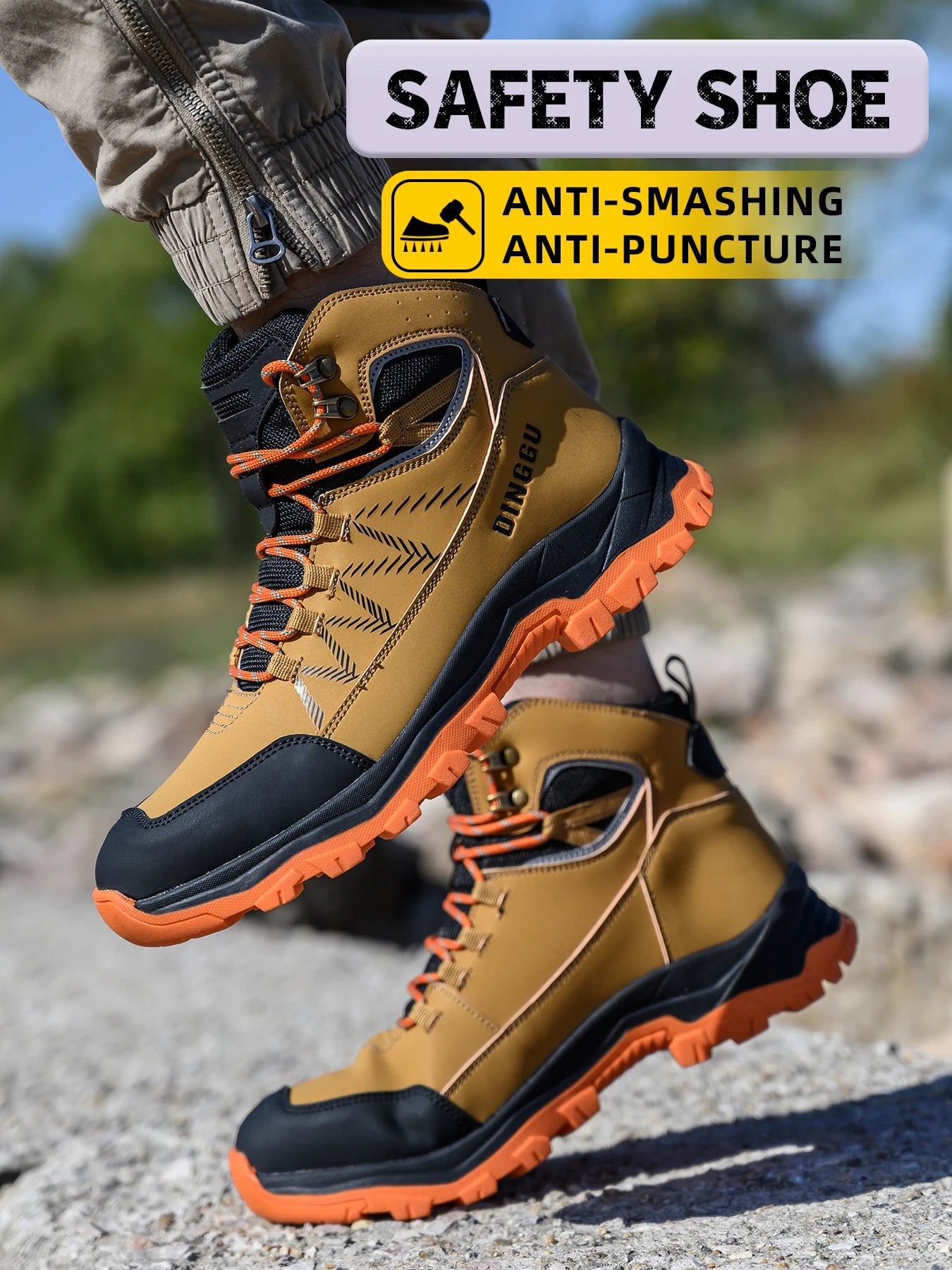 Safety Shoes Men's Steel Toe Oil Resistant Work Boots for Industrial Use Anti-smash Anti-Puncture Work Safety Boots Warehouses