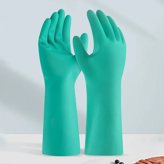 1Pair Thick Nitrile Gloves - Chemical Acid Resistant Waterproof Long Sleeve Gloves For Gardening Chemical Painting ,Latex Free