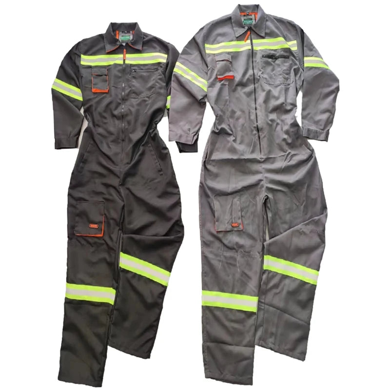 Hi Vis Safety Work Clothing Work Overall Men's Working Coverall Welding Suit Car Repairman Uniform Workshop Mechanical Jumpsuit