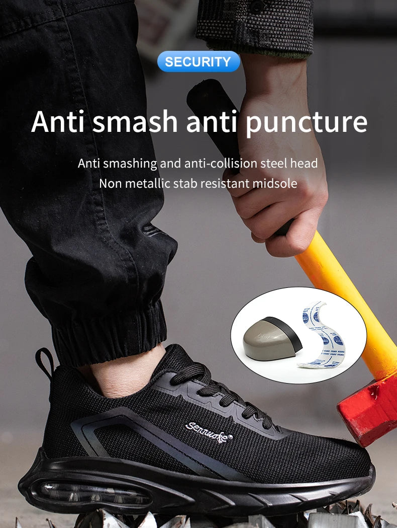 Safety Shoes Men Work Shoes Lightweight Soft Steel Toes  Sneakers Free Shipping Industrial Safety Tennis Steel Toe Cap
