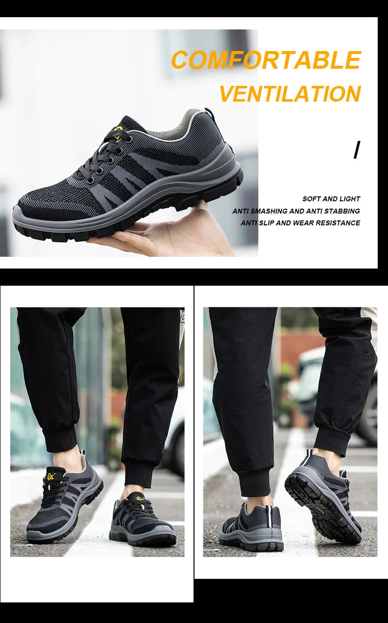 Fashion Safety Shoes Steel Toe Shoes Men  Work Sneakers Safety Tennis   Industrial  Protection For The Feet