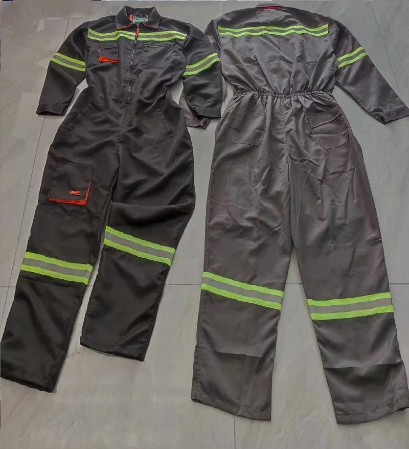 Hi Vis Safety Work Clothing Work Overall Men's Working Coverall Welding Suit Car Repairman Uniform Workshop Mechanical Jumpsuit