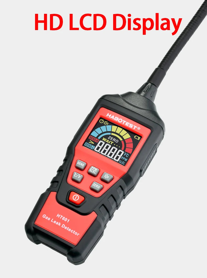 HT601 Natural Gas Leak Location Determine Meter  Sound Alarm Combustible Gas Detector Gas Analyzer  Methane Alcohol Gas Detector