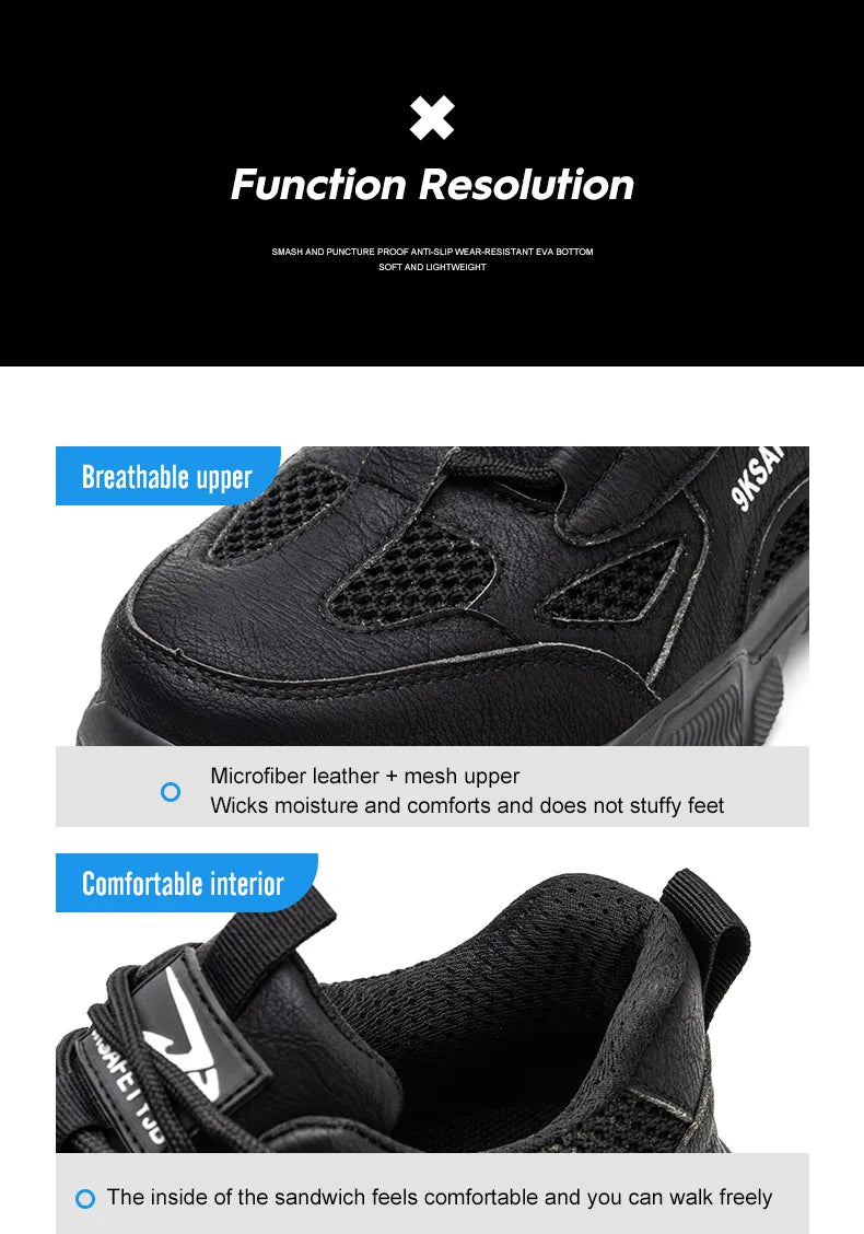 Summer Labor Protection Safety Wrok Shoes Anti Smashing Steel Toe Cap Breathable Comfortable Safety Boots Industrial Male Shoes