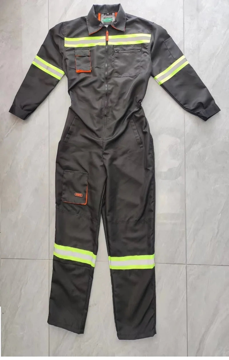 Hi Vis Safety Work Clothing Work Overall Men's Working Coverall Welding Suit Car Repairman Uniform Workshop Mechanical Jumpsuit